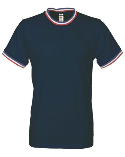 T-shirt da uomo girocollo tricolore Blu Navy/Francia