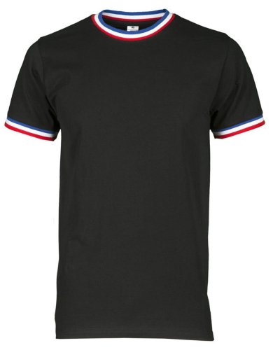 T-shirt da uomo girocollo tricolore Nero/Francia