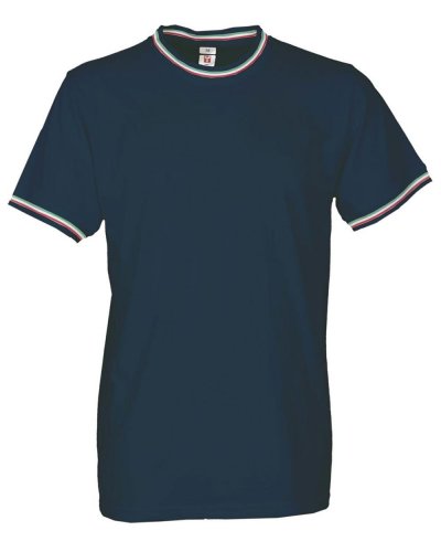 T-shirt da uomo girocollo tricolore Blu Navy