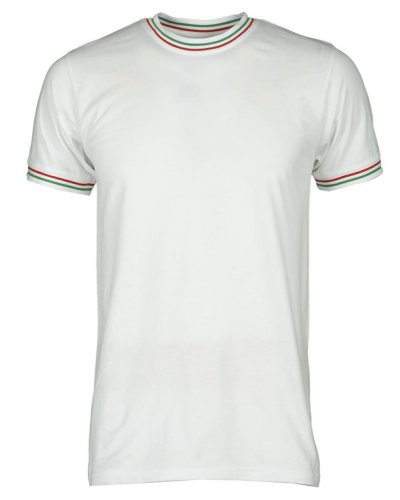 T-shirt da uomo girocollo tricolore Bianco