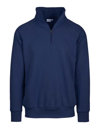 Felpa french terry collo zip Blu