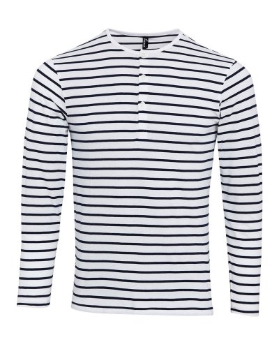 Men's Long John Roll Sleeve Tee White/Navy