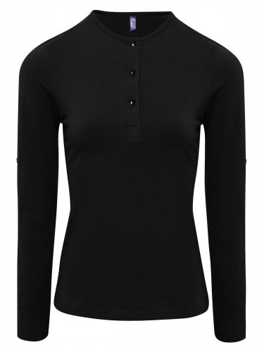 Women's Long John Roll Sleeve Tee Black