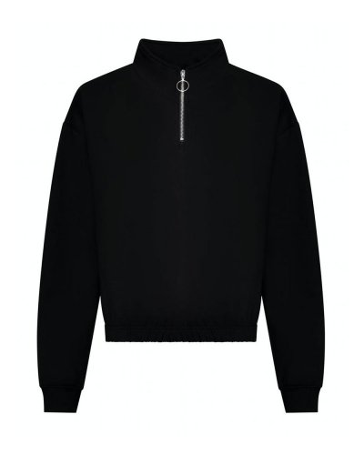 Women's Cropped ½ Zip Sweat Deep black