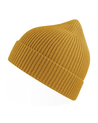 Berretto in maglia a coste fini con risvolto Andy Mustard