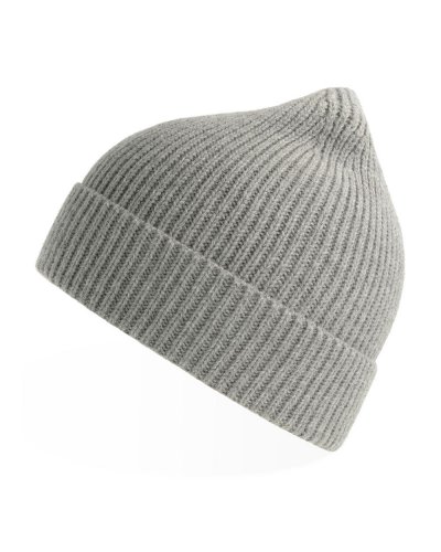 Berretto in maglia a coste fini con risvolto Andy Light-grey melange