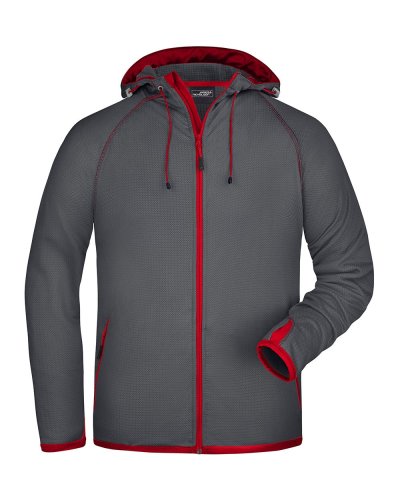 Men's Hooded Fleece Carbon/Red