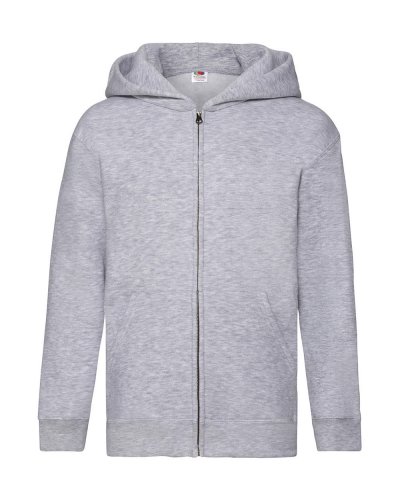 Felpa bambino con cappuccino e cerniera intera Heather grey