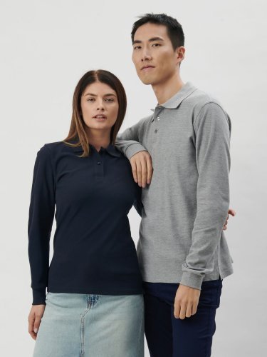 Polo de manga larga, piqué de algodón 180g, varios colores