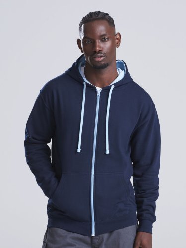 Varsity Zoodie sudadera con capucha y cremallera de doble capa de mezc