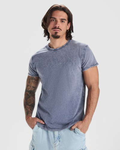 T-Shirt Husky jeans effect, 100% cotone, girocollo regular