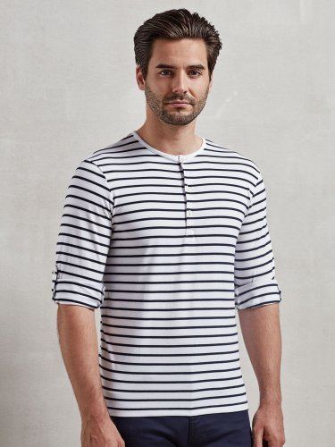 Camiseta de manga larga para hombre, Regular, con 3 botones