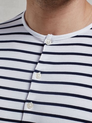 Camiseta de manga larga para hombre, Regular, con 3 botones