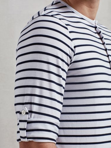 Camiseta de manga larga para hombre, Regular, con 3 botones