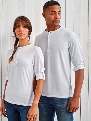 Camiseta de manga larga para hombre, Regular, con 3 botones