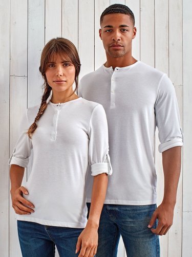 Camiseta de manga larga para hombre, Regular, con 3 botones