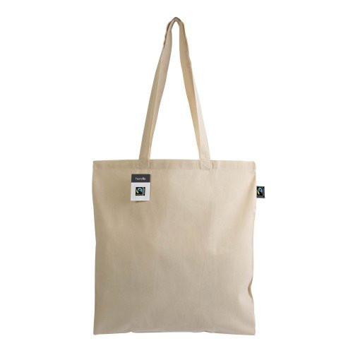 Shopper de algodón Fairtrade® de 140g con asas largas y fuelle natural