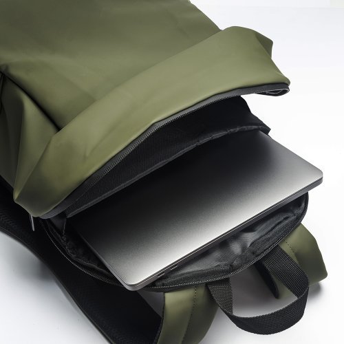 Sac à dos en similicuir noir pour PC résistant à l'eau avec poche anti