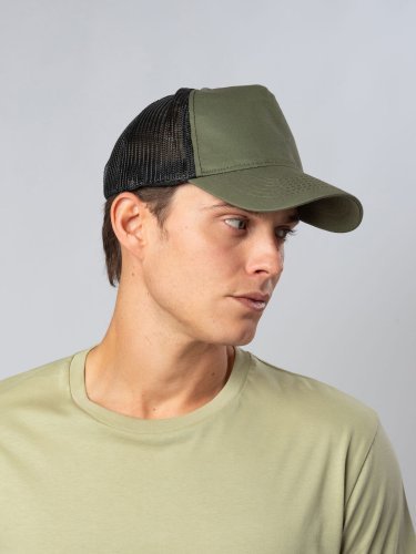 Trucker Drummer Baumwoll-Cappie mit 5 Paneelen und gebogenem Schirm