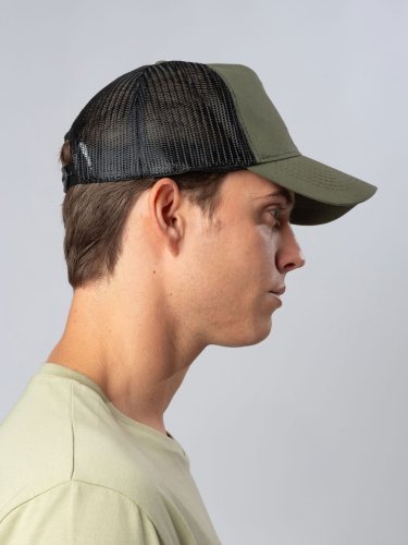 Trucker Drummer Baumwoll-Cappie mit 5 Paneelen und gebogenem Schirm