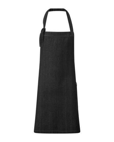 Grembiule con pettorina ed inserto a contrasto Black denim