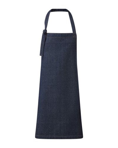 Grembiule con pettorina ed inserto a contrasto Indigo denim