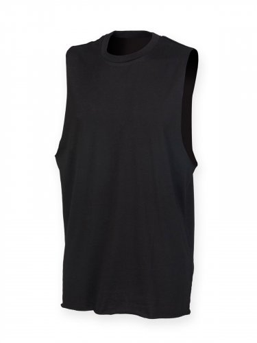Men's High Neck Slash Armhole Vest Black