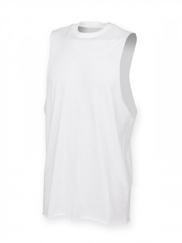 Men's High Neck Slash Armhole Vest White