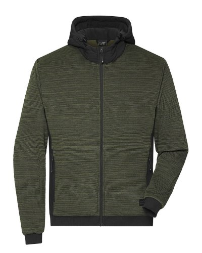 Menâs Padded Hybrid Jacket Olive-melange/black