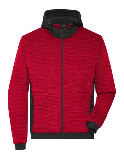 Menâs Padded Hybrid Jacket Red-Melange/Black