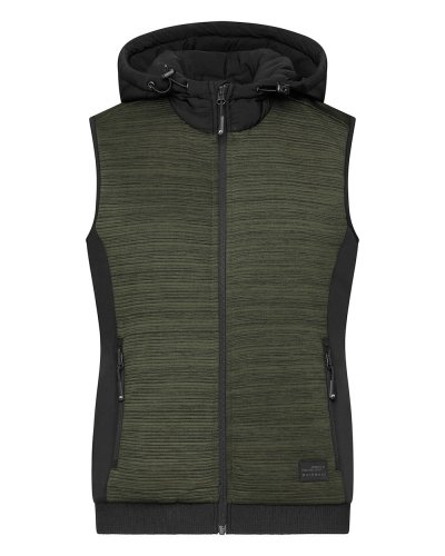 Menâs Padded Hybrid Vest Olive-melange/black