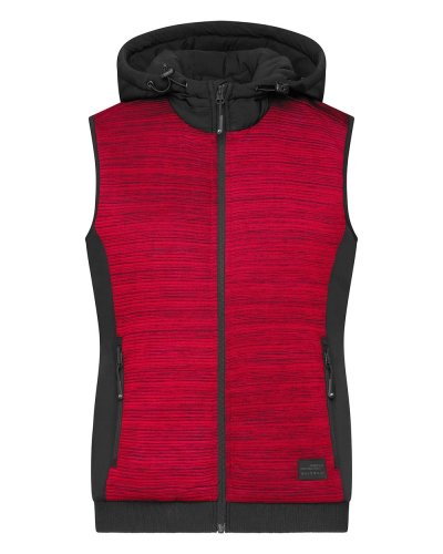 Menâs Padded Hybrid Vest Red-Melange/Black