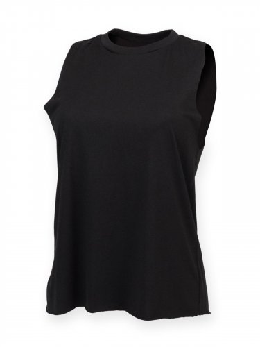 Women's High Neck Slash Armhole Vest Black