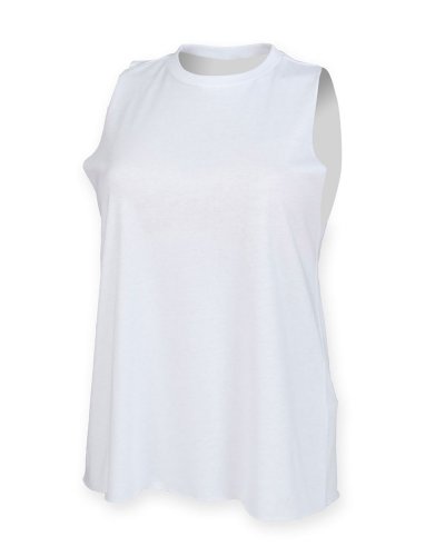 Women's High Neck Slash Armhole Vest White