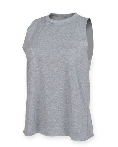 Women's High Neck Slash Armhole Vest Heather Grey
