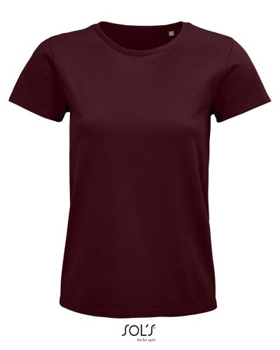 T-shirt donna aderente girocollo Pioneer Bordeaux