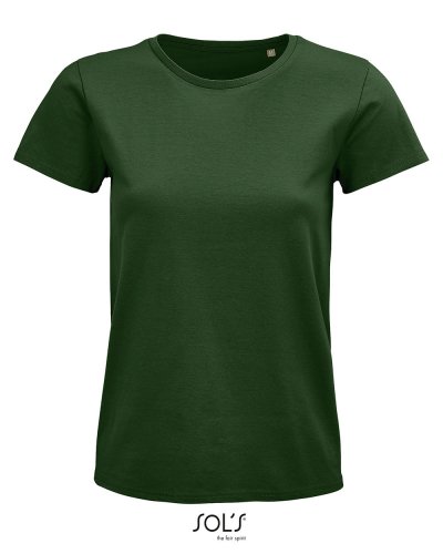 T-shirt donna aderente girocollo Pioneer Verde Bottiglia