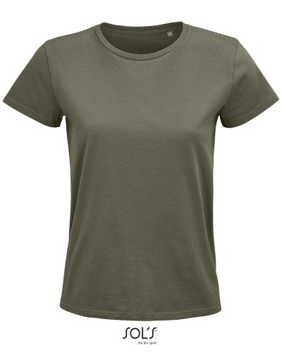 T-shirt donna aderente girocollo Pioneer Kaki