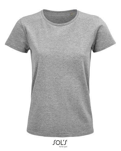T-shirt donna aderente girocollo Pioneer Grigio Medio Melange
