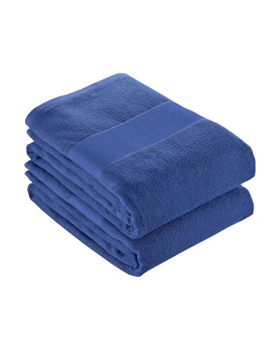 Telo spugna in cotone con banda 8 cm Blu Royal