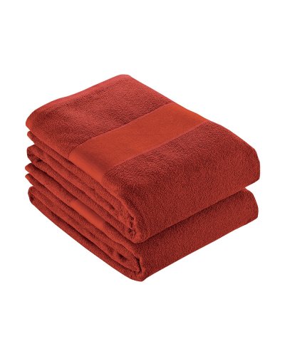 Telo spugna in cotone con banda 8 cm Rosso