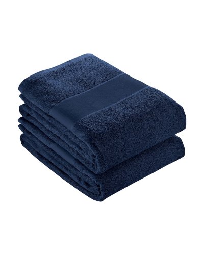 Telo spugna in cotone con banda 8 cm Blu scuro