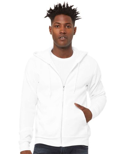 Felpa unisex Poly-Cotton con cappuccio e zip White