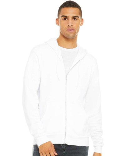 Felpa unisex Poly-Cotton con cappuccio e zip DTG White