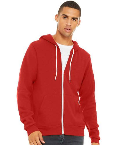Felpa unisex Poly-Cotton con cappuccio e zip Red