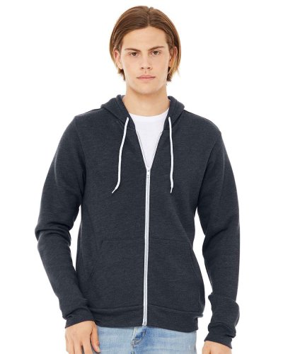 Felpa unisex Poly-Cotton con cappuccio e zip Heather Navy