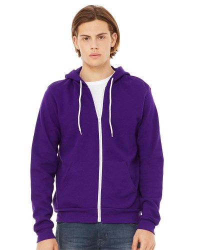 Felpa unisex Poly-Cotton con cappuccio e zip Team Purple