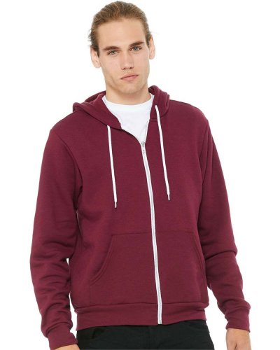 Felpa unisex Poly-Cotton con cappuccio e zip Maroon