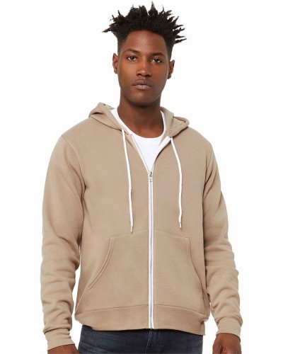 Felpa unisex Poly-Cotton con cappuccio e zip Tan