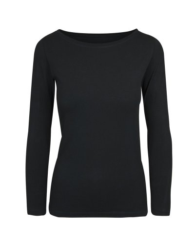 Maglia donna elasticizzata scollatura ampia Nero